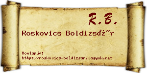 Roskovics Boldizsár névjegykártya